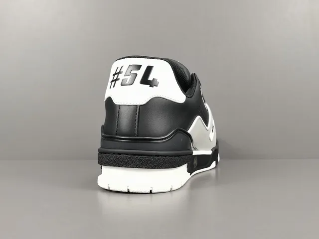 Louis Vuitton LV Trainer Black White Layered Leather Asymmetric Strap Lifestyle Sneakers 16