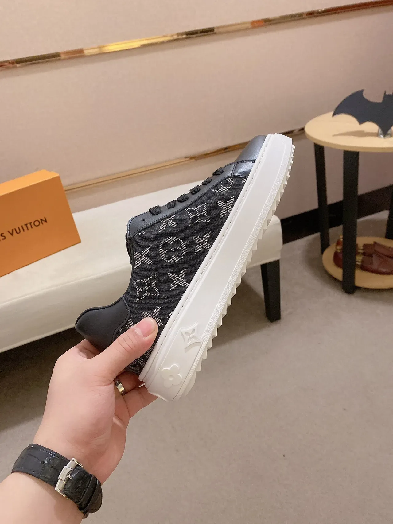 Louis Vuitton LV Trainer Black White Monogram Canvas Leather Toe Cap Lifestyle Sneakers 5