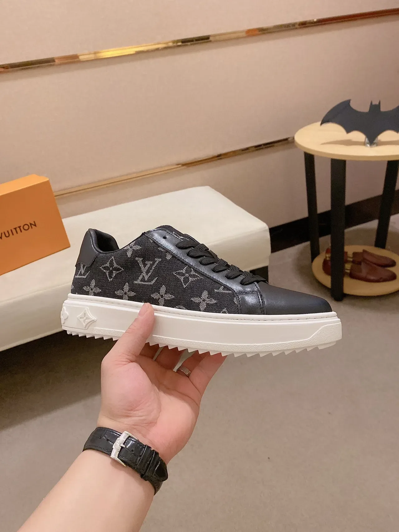Louis Vuitton LV Trainer Black White Monogram Canvas Leather Toe Cap Lifestyle Sneakers 6