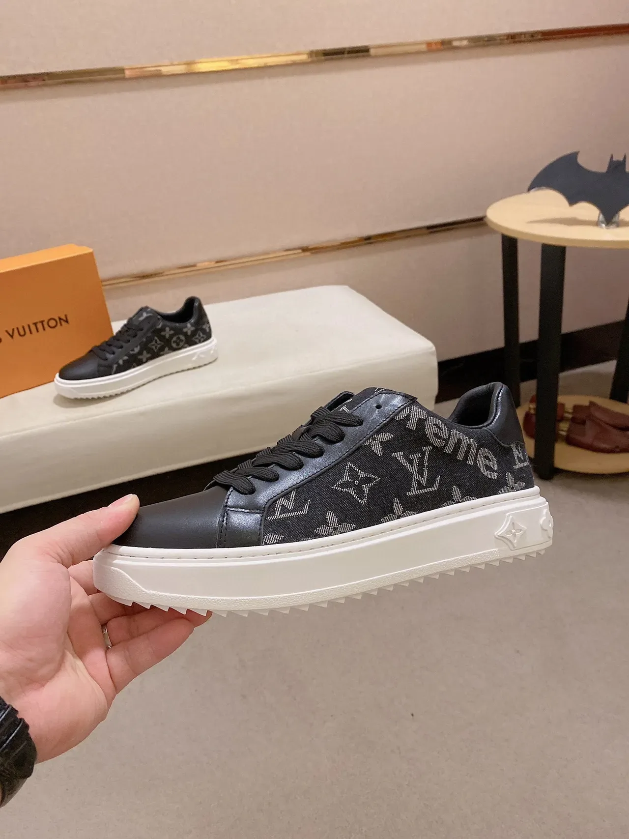 Louis Vuitton LV Trainer Black White Monogram Canvas Leather Toe Cap Lifestyle Sneakers 7