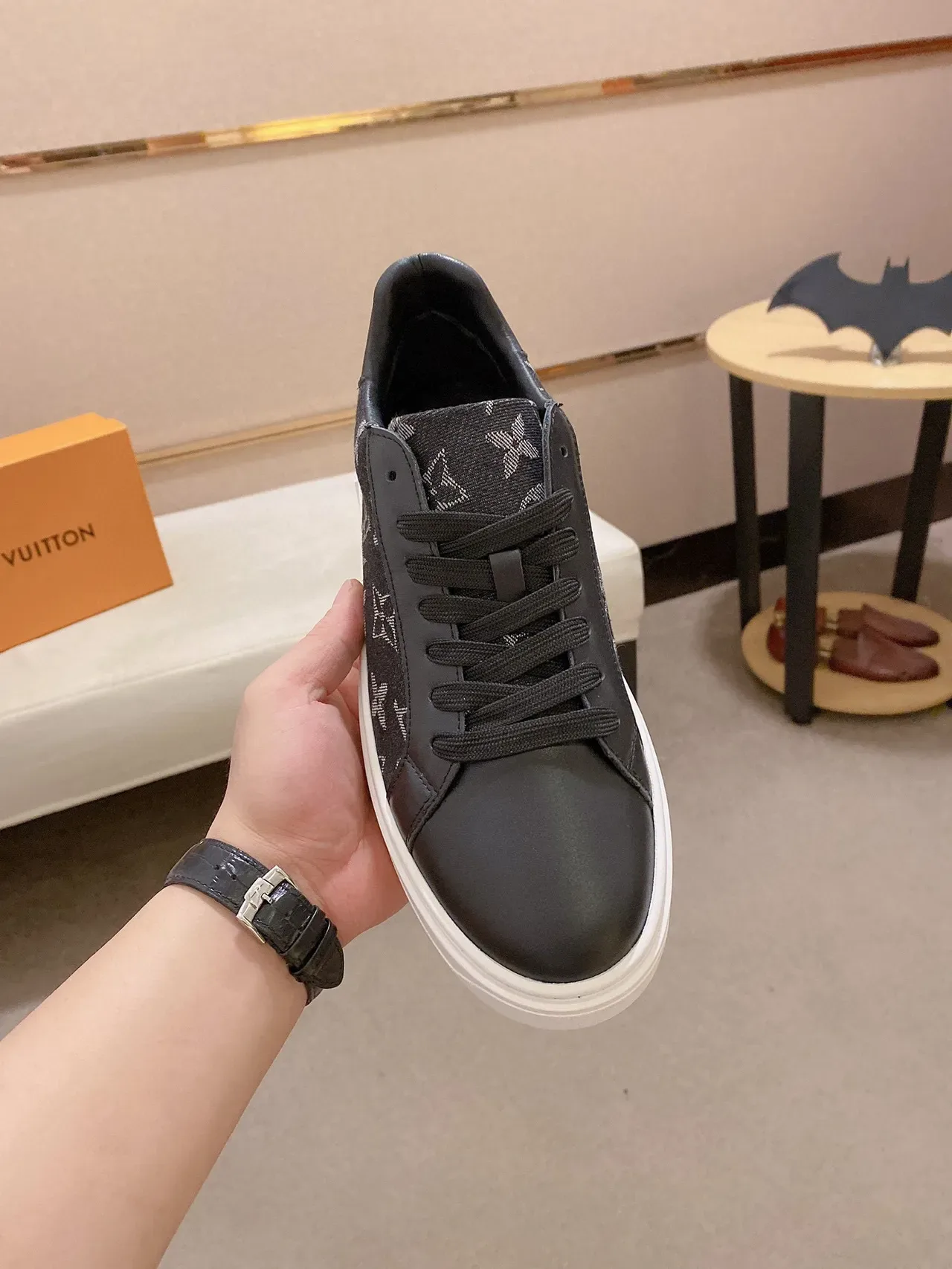 Louis Vuitton LV Trainer Black White Monogram Canvas Leather Toe Cap Lifestyle Sneakers 8