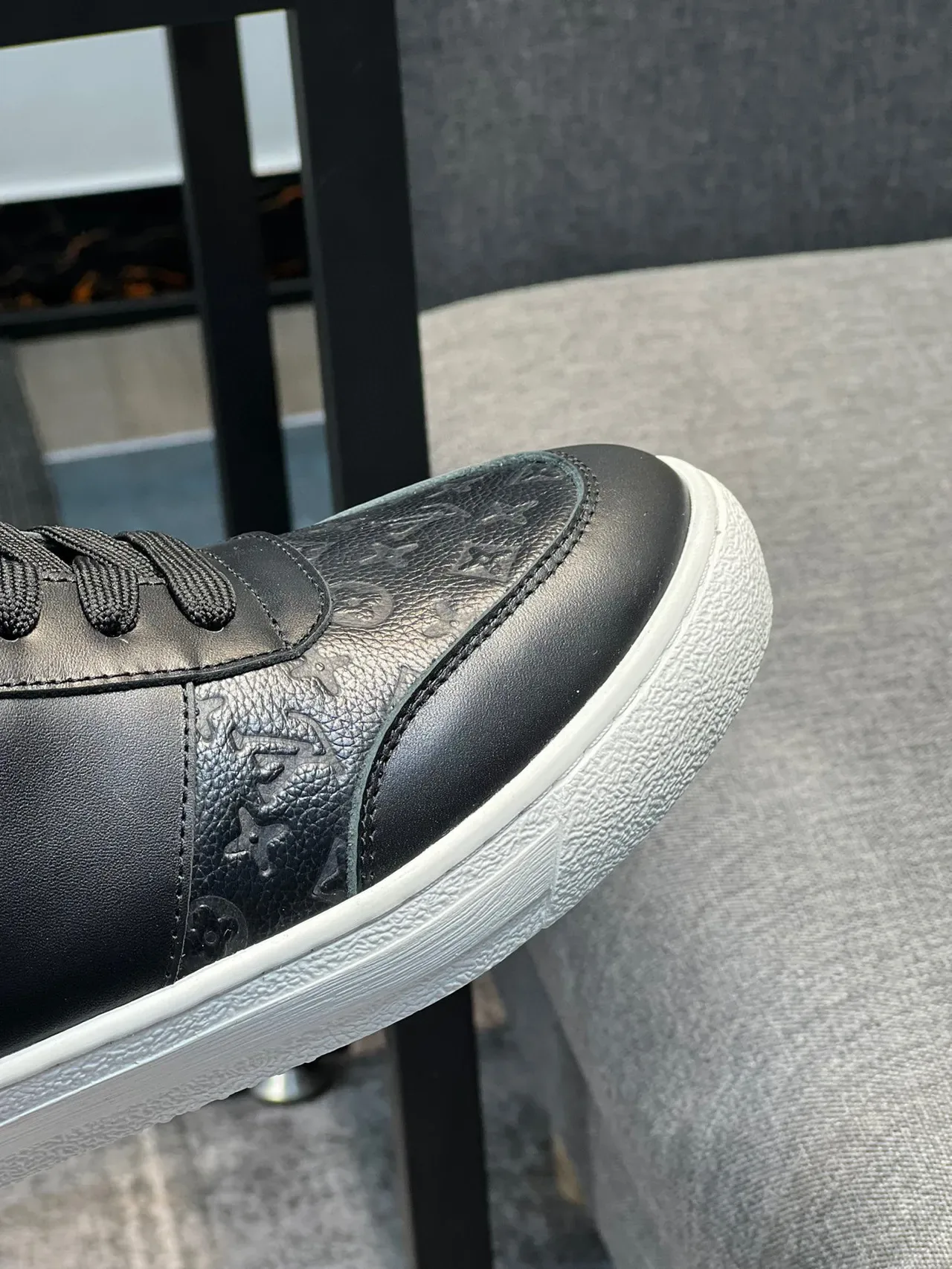 Louis Vuitton LV Trainer Black White Monogram-Embossed Leather Low-Top Silhouette Lifestyle Sneakers 3