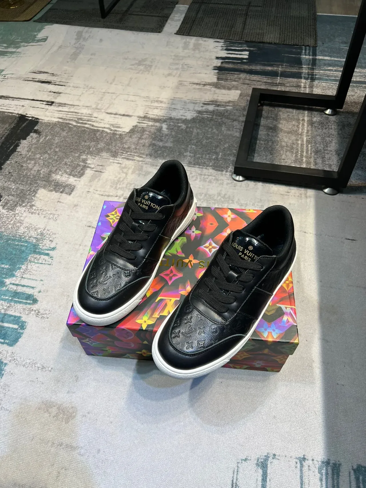 Louis Vuitton LV Trainer Black White Monogram-Embossed Leather Low-Top Silhouette Lifestyle Sneakers 4