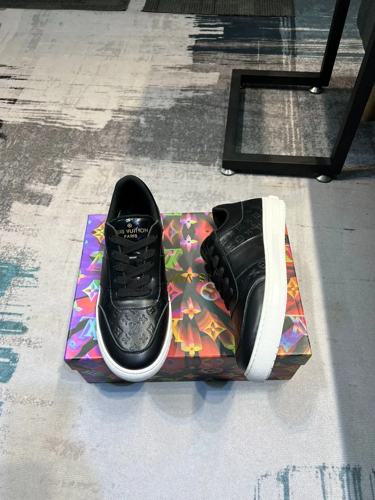 Louis Vuitton LV Trainer Black White Monogram-Embossed Leather Low-Top Silhouette Lifestyle Sneakers 5