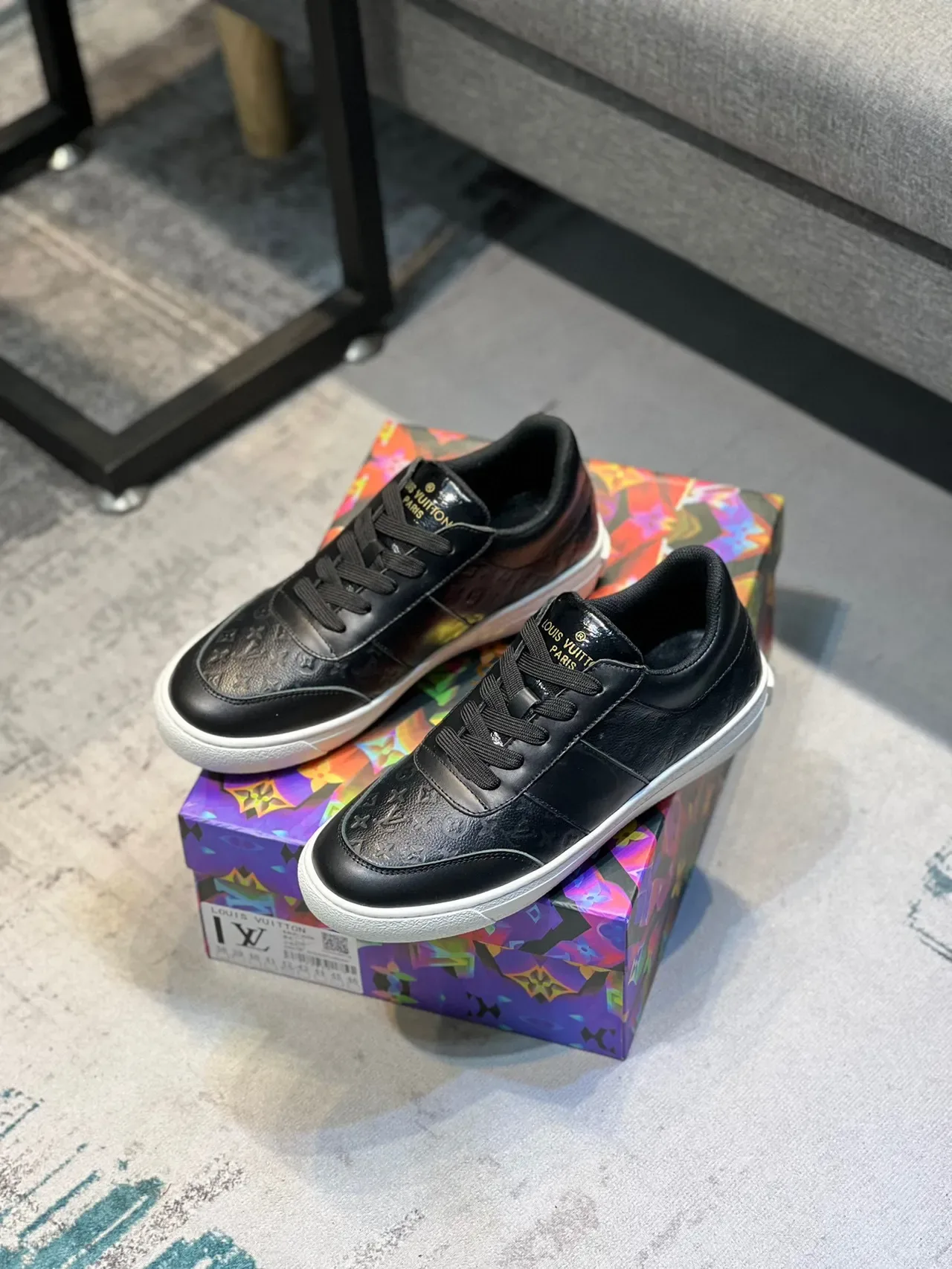 Louis Vuitton LV Trainer Black White Monogram-Embossed Leather Low-Top Silhouette Lifestyle Sneakers 7