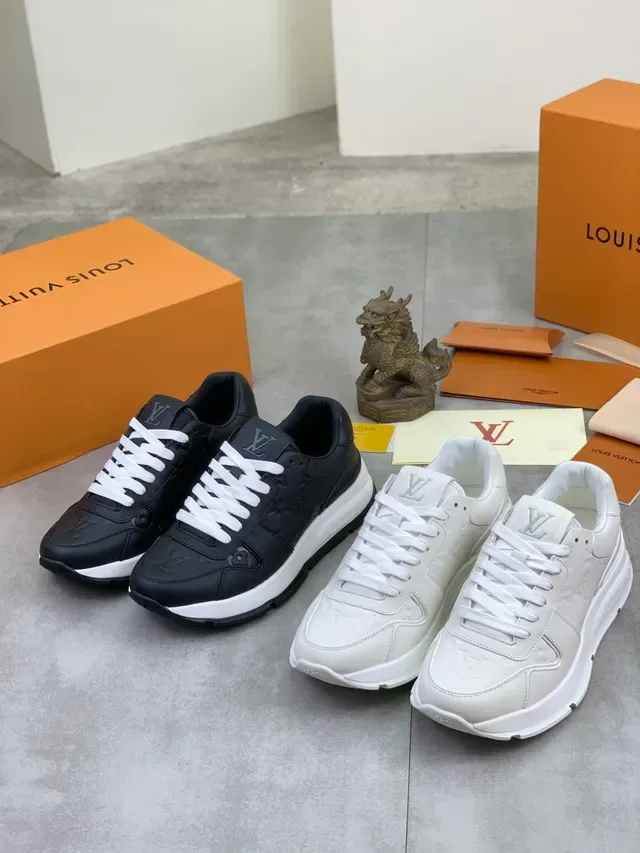 Louis Vuitton LV Trainer Black White Monogram-Embossed Leather Platform Sole Lifestyle Sneakers 2