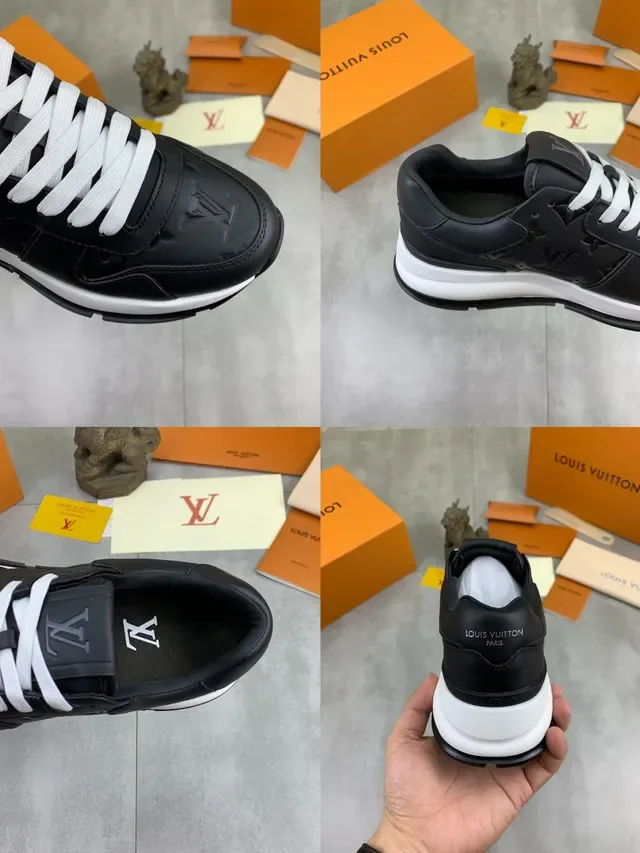 Louis Vuitton LV Trainer Black White Monogram-Embossed Leather Platform Sole Lifestyle Sneakers 3