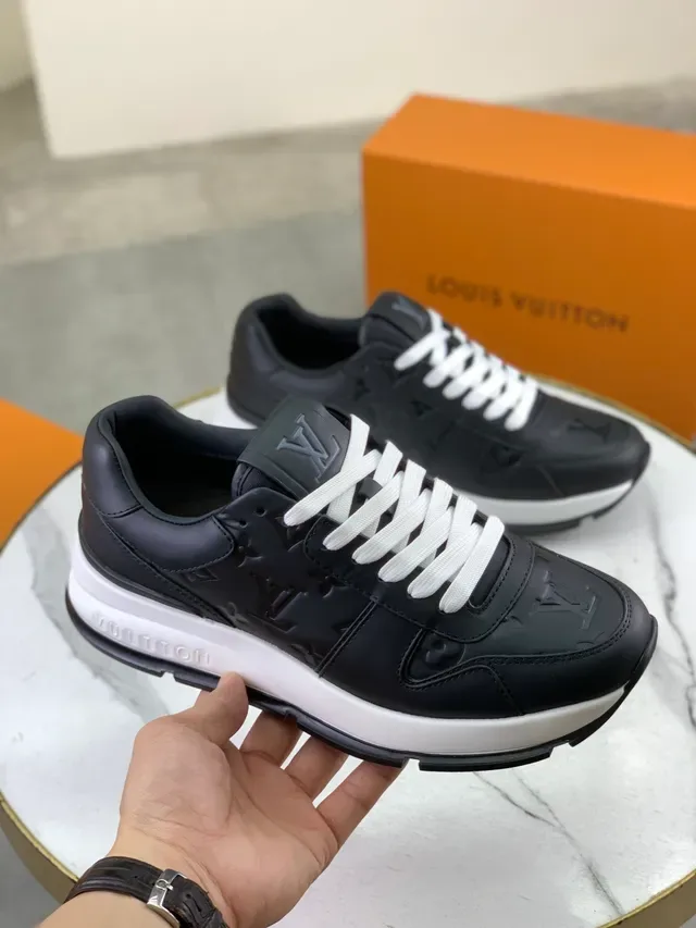Louis Vuitton LV Trainer Black White Monogram-Embossed Leather Platform Sole Lifestyle Sneakers 6