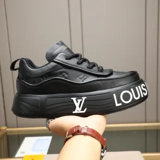 Louis Vuitton LV Trainer Black White Monogrammed Leather Oversized Platform Sole Lifestyle Sneakers