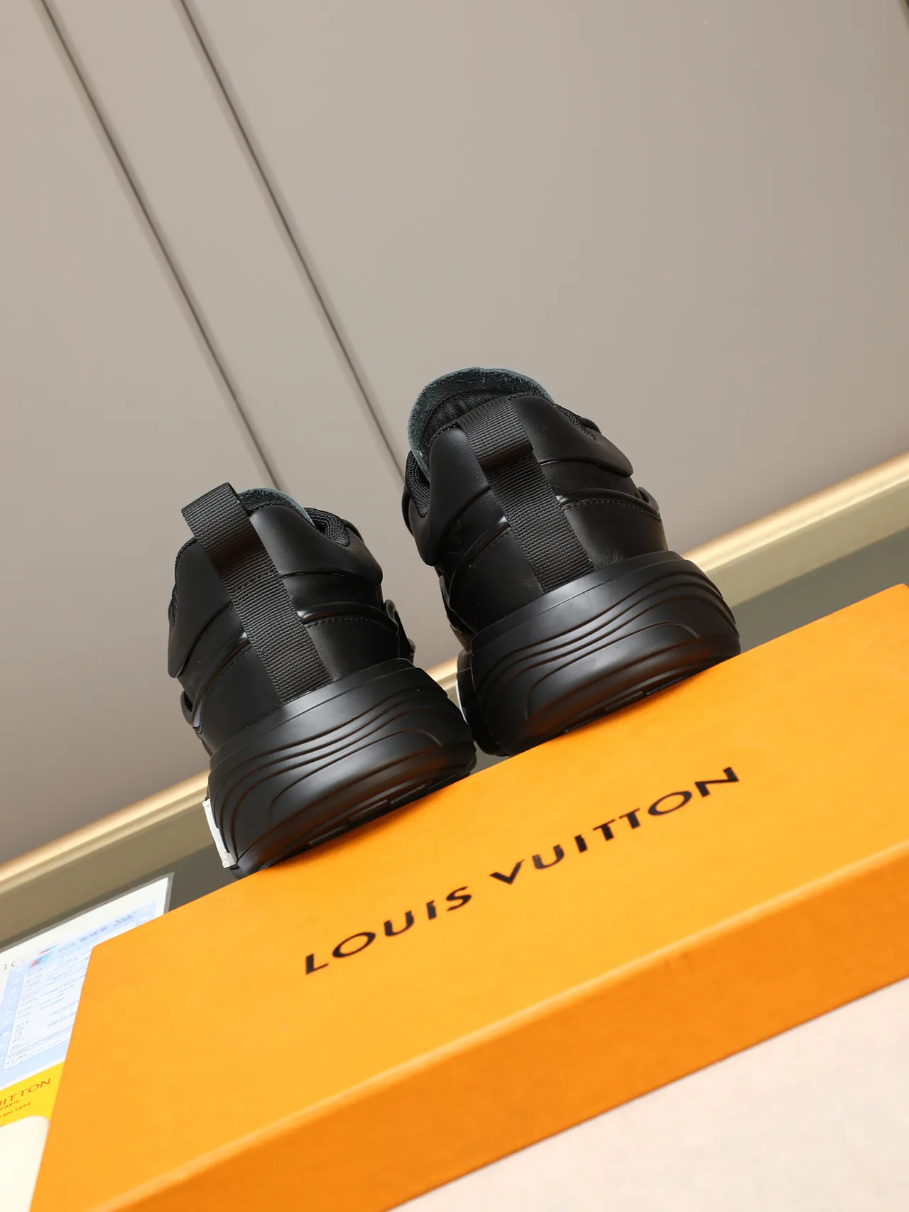 Louis Vuitton LV Trainer Black White Monogrammed Leather Oversized Platform Sole Lifestyle Sneakers 3