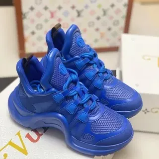 Louis Vuitton LV Trainer Tênis Azuis Solado Esculpido Monocromáticos Tênis grossos
