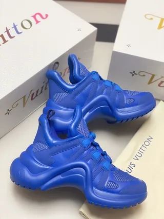 Louis Vuitton LV Trainer Blue Sculpted Sole Monochromatic Chunky Sneakers 2