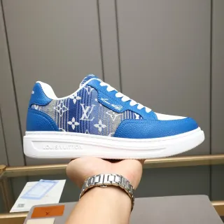লুইস ভিটন LV Trainer নীল সাদা লো-টপ মনোগ্রাম টেক্সটাইল লাইফস্টাইল স্নিকার্স