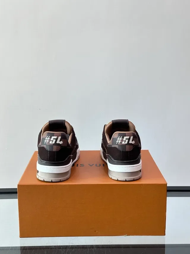 Louis Vuitton LV Trainer Brown Beige Damier Check Pattern Layered Leather And Textile Upper Lifestyle Sneakers 4