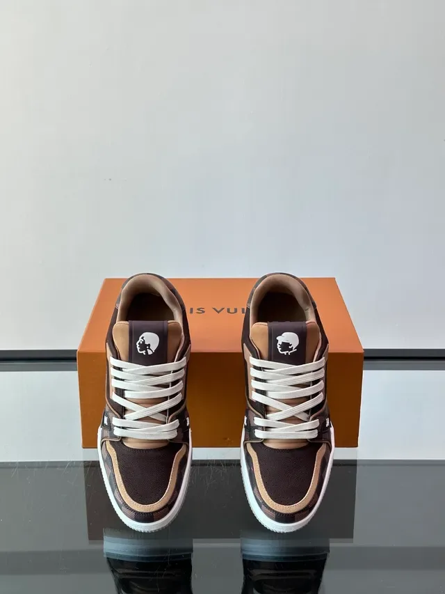 Louis Vuitton LV Trainer Brown Beige Damier Check Pattern Layered Leather And Textile Upper Lifestyle Sneakers 5
