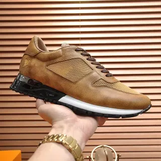 Louis Vuitton LV Trainer Marrón Negro Tan Cuero y Malla Superior Jaula del Talón Transparente Sneakers Lifestyle