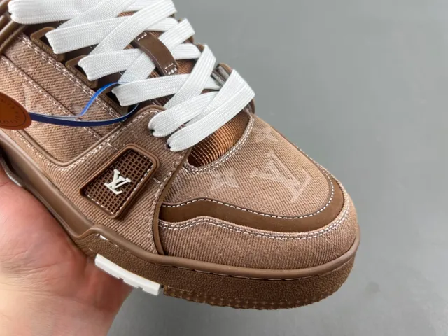 Louis Vuitton LV Trainer Brown White Layered Chunky Sole Textile And Leather Hybrid Upper Lifestyle Sneakers 2