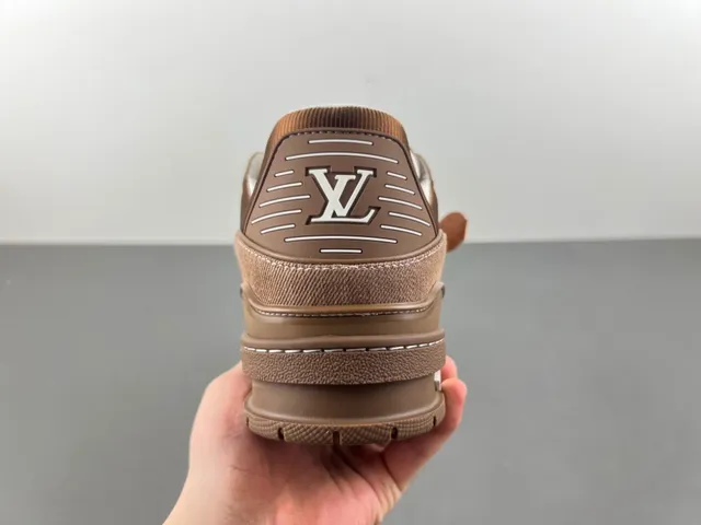 Louis Vuitton LV Trainer Brown White Layered Chunky Sole Textile And Leather Hybrid Upper Lifestyle Sneakers 4