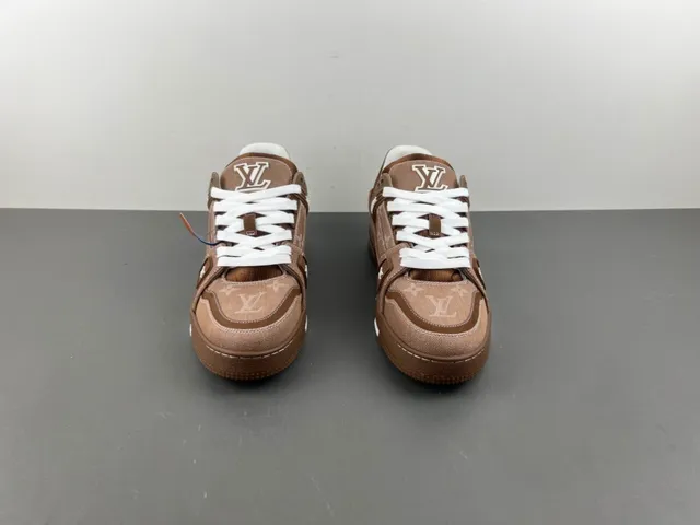 Louis Vuitton LV Trainer Brown White Layered Chunky Sole Textile And Leather Hybrid Upper Lifestyle Sneakers 11