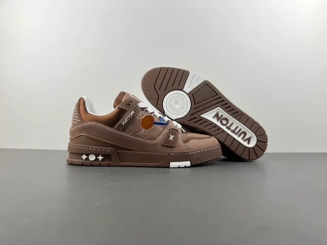 Louis Vuitton LV Trainer Brown White Layered Chunky Sole Textile And Leather Hybrid Upper Lifestyle Sneakers 12