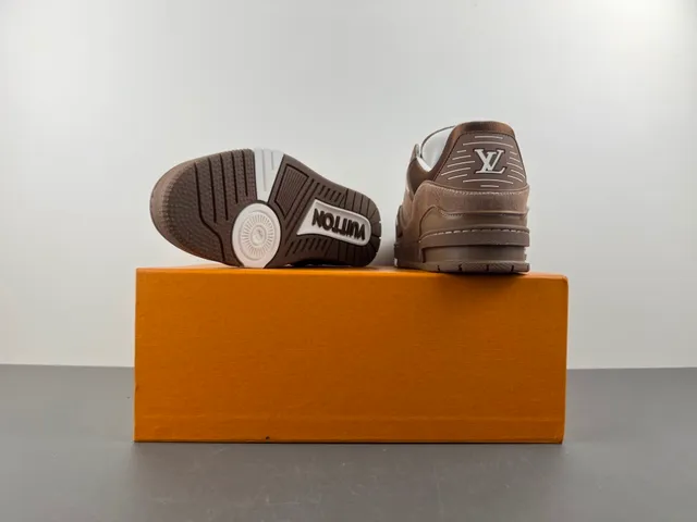 Louis Vuitton LV Trainer Brown White Layered Chunky Sole Textile And Leather Hybrid Upper Lifestyle Sneakers 16