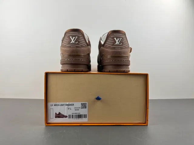 Louis Vuitton LV Trainer Brown White Layered Chunky Sole Textile And Leather Hybrid Upper Lifestyle Sneakers 17