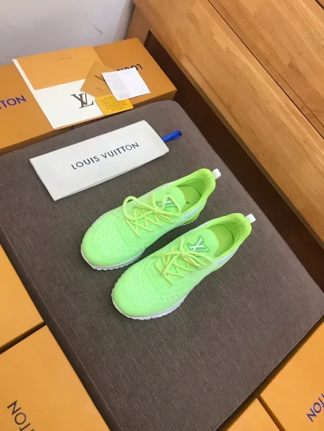 Louis Vuitton LV Trainer Green White Knit Upper Sculpted Midsole Lifestyle Sneakers 3