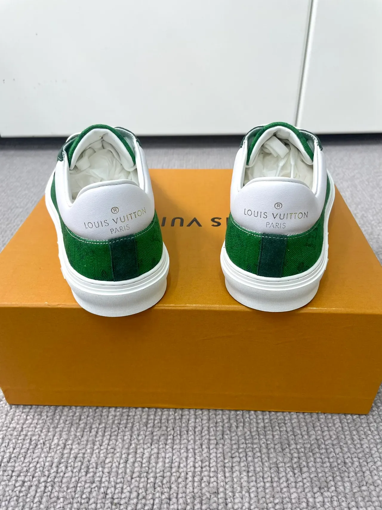 Louis Vuitton LV Trainer Green White Monogram Canvas Cupsole Lifestyle Sneakers 3