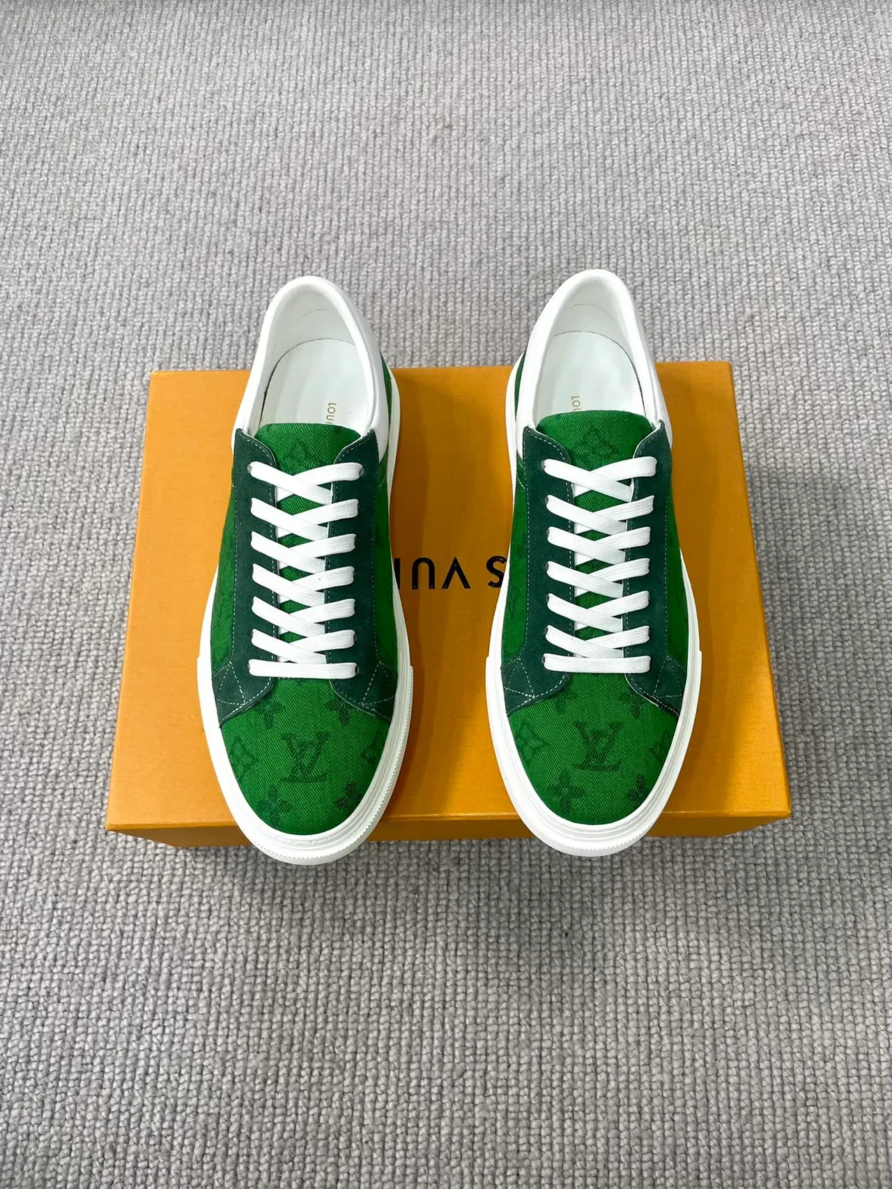 Louis Vuitton LV Trainer Green White Monogram Canvas Cupsole Lifestyle Sneakers 5
