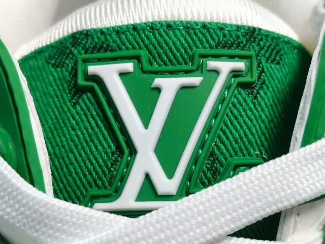 Louis Vuitton LV Trainer Green White Monogram-Printed Overlays Leather Panels Lifestyle Sneakers 3