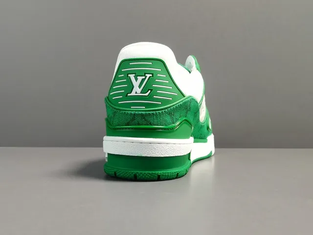Louis Vuitton LV Trainer Green White Monogram-Printed Overlays Leather Panels Lifestyle Sneakers 13