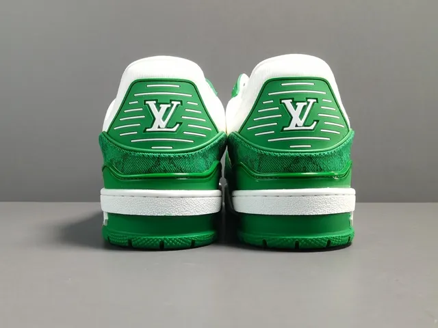 Louis Vuitton LV Trainer Green White Monogram-Printed Overlays Leather Panels Lifestyle Sneakers 18