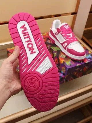 Louis Vuitton LV Trainer Magenta and White Lifestyle Sneakers 4