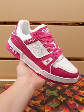 Louis Vuitton LV Trainer Magenta and White Lifestyle Sneakers 7