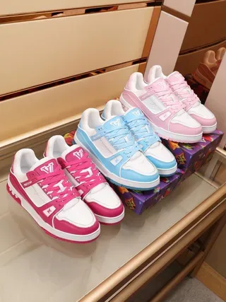 Louis Vuitton LV Trainer Magenta and White Lifestyle Sneakers 8
