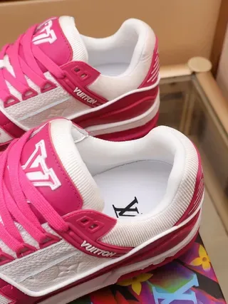 Louis Vuitton LV Trainer Magenta and White Lifestyle Sneakers 9