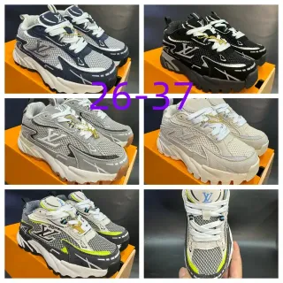 لويس فيتون LV Trainer حذاء رياضي Navy Gray مع طبقة شبكية وصناعية حذاء سميك