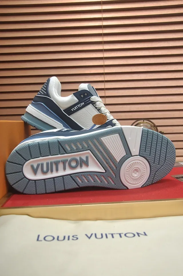 Louis Vuitton LV Trainer Navy White Layered Leather And Synthetic Upper Lifestyle Sneakers 3