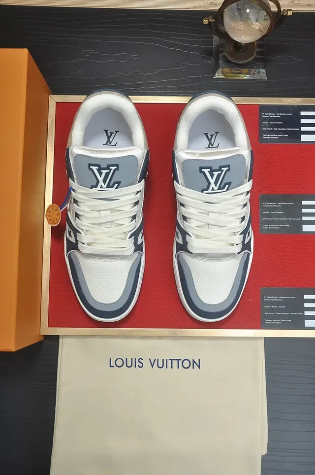 Louis Vuitton LV Trainer Navy White Layered Leather And Synthetic Upper Lifestyle Sneakers 5