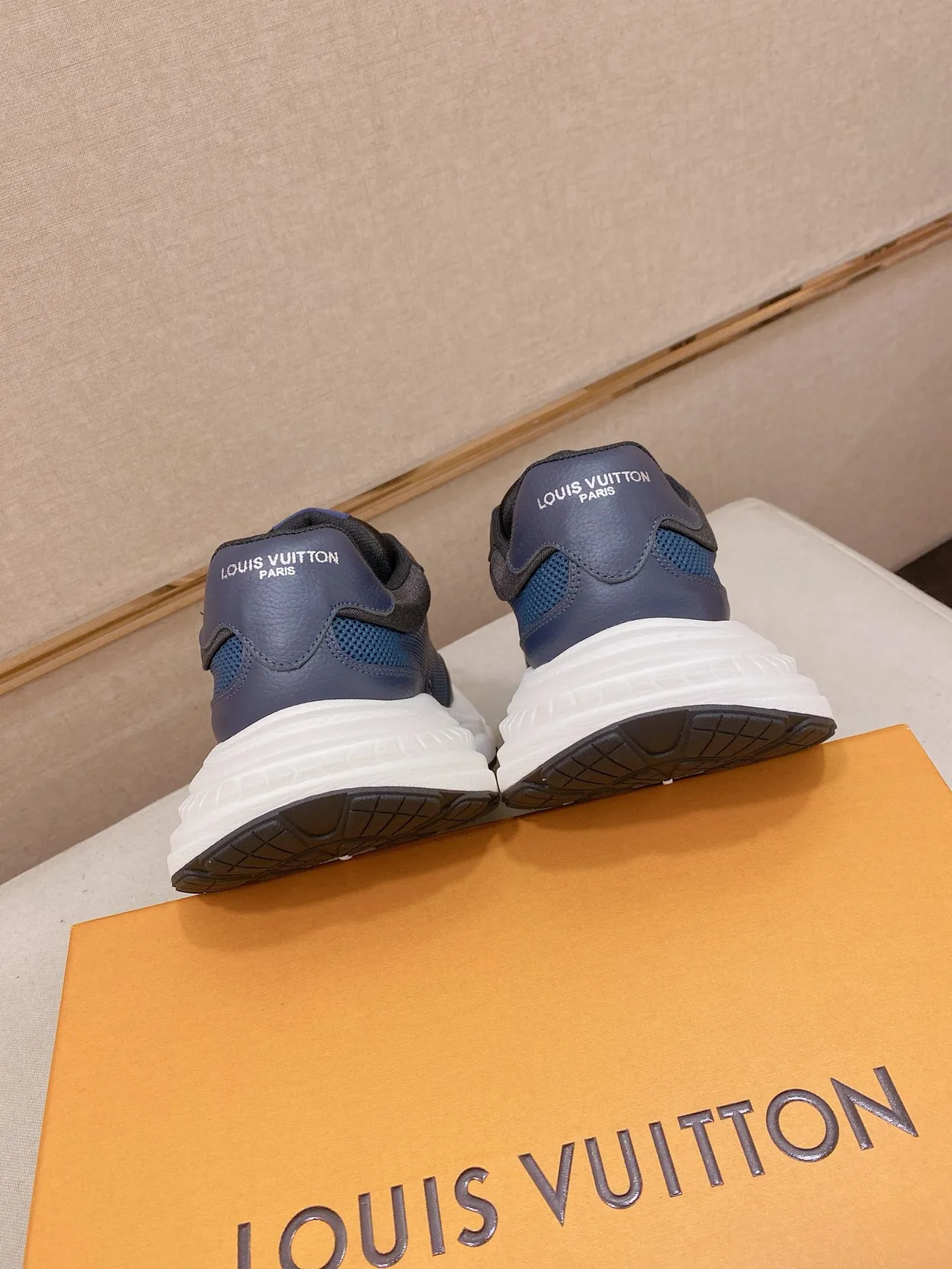 Louis Vuitton LV Trainer Navy White Silhouette Mesh And Leather Upper Chunky Sneakers 3