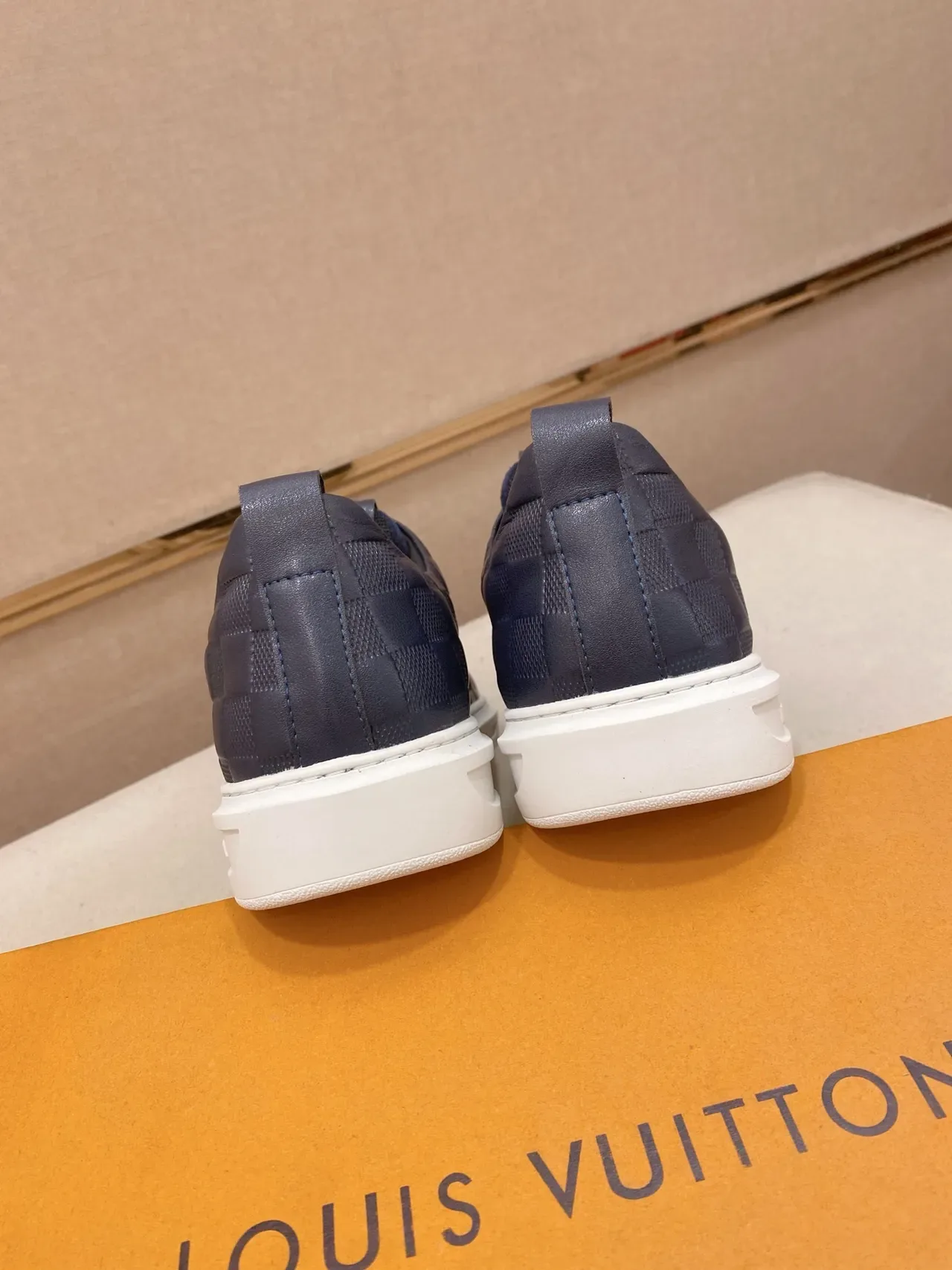 Louis Vuitton LV Trainer Navy White Woven Leather Suede Toe Lifestyle Sneakers 3