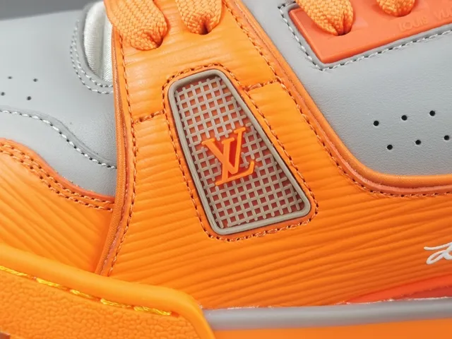 Louis Vuitton LV Trainer Orange Gray Low-Top Layered Midsole Lifestyle Sneakers 4