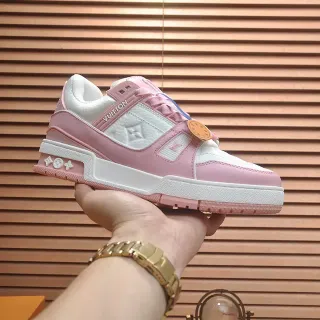 Louis Vuitton LV Trainer Pink White Low-Top Layered Sole Lifestyle Sneakers