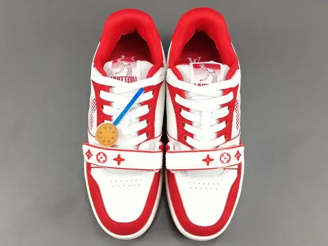 Louis Vuitton LV Trainer Rouge Blanc Low-Top Strapped Lifestyle Sneakers 16