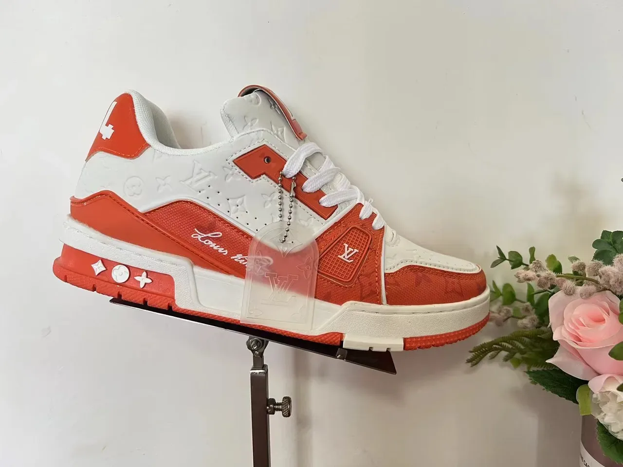Louis Vuitton LV Trainer Rouge Blanc Cuir Monogrammé Semelle Épaisse Stratifiée Chaussures Lifestyle 13