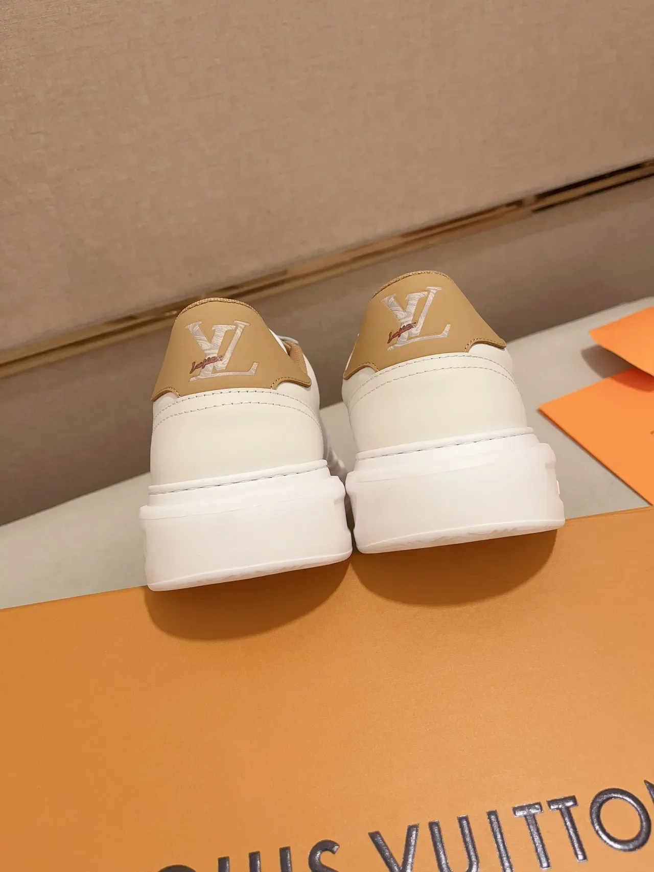 Louis Vuitton LV Trainer White Beige Leather Upper Embroidered Floral Monogram Lifestyle Sneakers 4