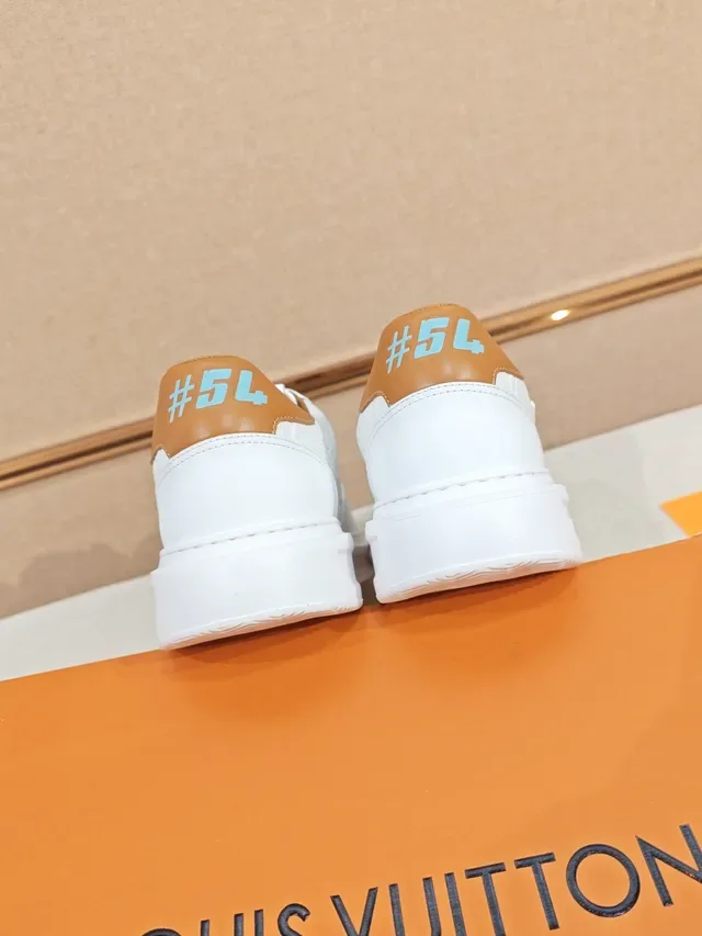 Louis Vuitton LV Trainer White Beige Monogram-Embossed Leather Low-Top Platform Lifestyle Sneakers 3