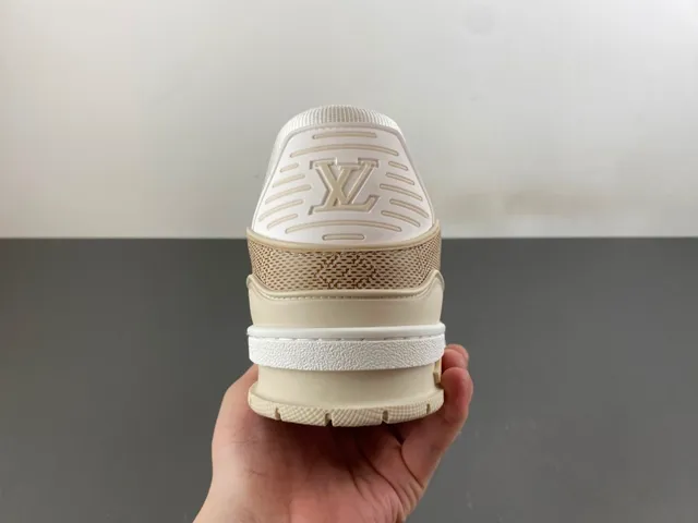Louis Vuitton LV Trainer White Beige Monogrammed Textile Layered Midsole Lifestyle Sneakers 4