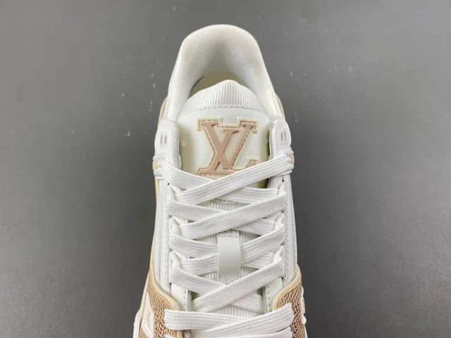 Louis Vuitton LV Trainer White Beige Monogrammed Textile Layered Midsole Lifestyle Sneakers 5