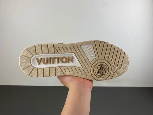 Louis Vuitton LV Trainer White Beige Monogrammed Textile Layered Midsole Lifestyle Sneakers 9